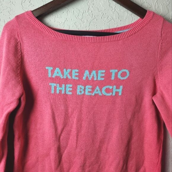 Lilly Pulitzer Beach Logo Knit Cotton Long Sleeve Sweater Pink Size M - Picture 4 of 7